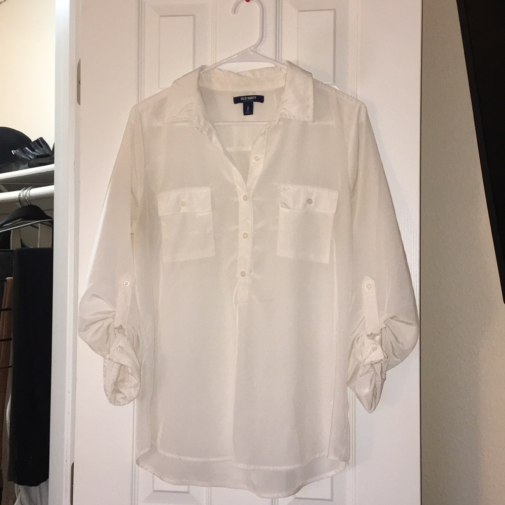 White Three Quartered Button Blouse